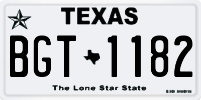 TX license plate BGT1182