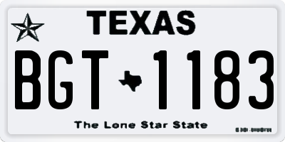 TX license plate BGT1183