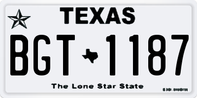 TX license plate BGT1187
