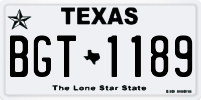 TX license plate BGT1189