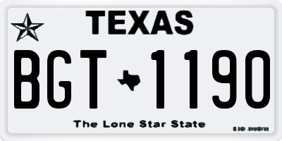 TX license plate BGT1190