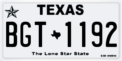 TX license plate BGT1192