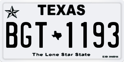 TX license plate BGT1193