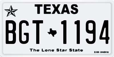 TX license plate BGT1194