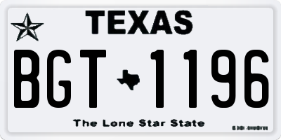 TX license plate BGT1196