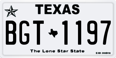 TX license plate BGT1197