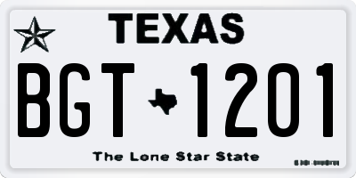 TX license plate BGT1201