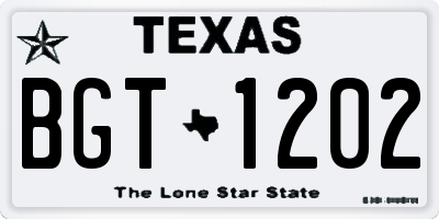 TX license plate BGT1202