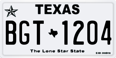 TX license plate BGT1204