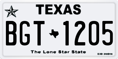 TX license plate BGT1205