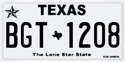 TX license plate BGT1208