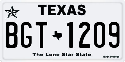 TX license plate BGT1209