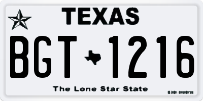 TX license plate BGT1216