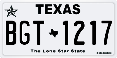 TX license plate BGT1217