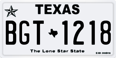 TX license plate BGT1218
