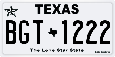 TX license plate BGT1222