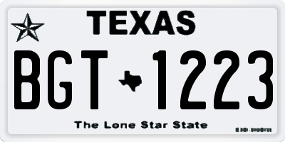 TX license plate BGT1223