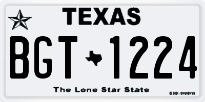 TX license plate BGT1224