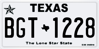 TX license plate BGT1228
