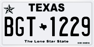 TX license plate BGT1229