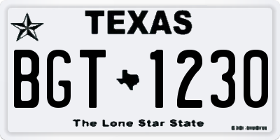 TX license plate BGT1230