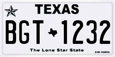 TX license plate BGT1232