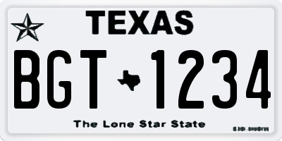 TX license plate BGT1234