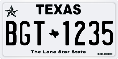 TX license plate BGT1235