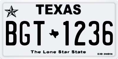TX license plate BGT1236