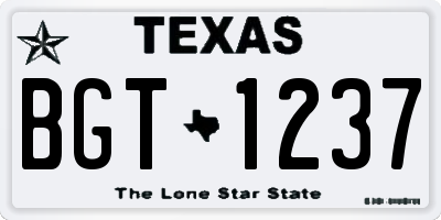 TX license plate BGT1237