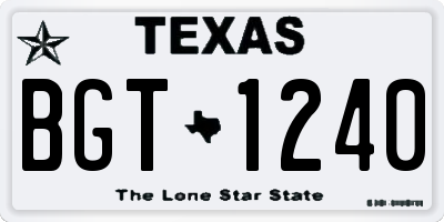 TX license plate BGT1240