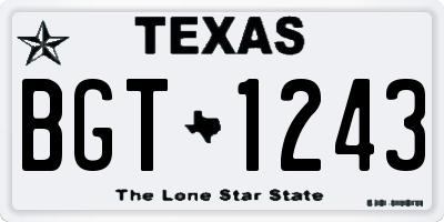 TX license plate BGT1243