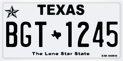TX license plate BGT1245