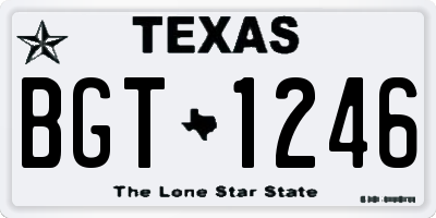 TX license plate BGT1246