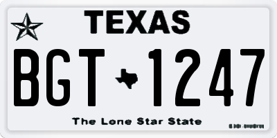 TX license plate BGT1247