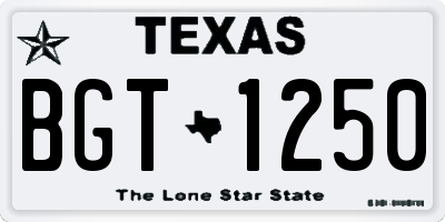 TX license plate BGT1250