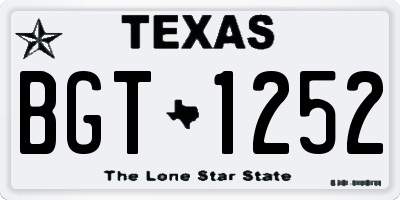 TX license plate BGT1252