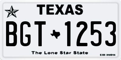 TX license plate BGT1253