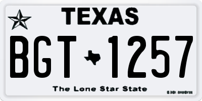 TX license plate BGT1257