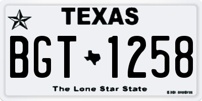 TX license plate BGT1258
