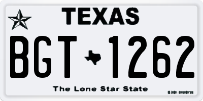 TX license plate BGT1262