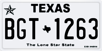 TX license plate BGT1263