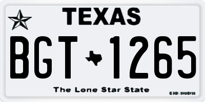 TX license plate BGT1265