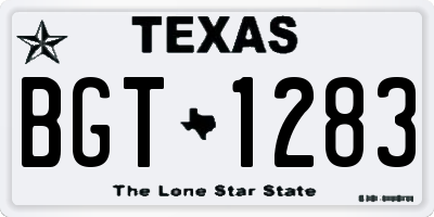 TX license plate BGT1283