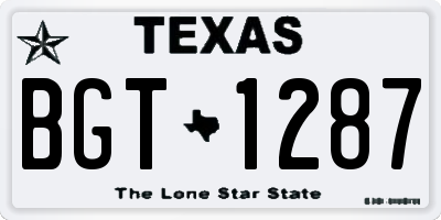 TX license plate BGT1287