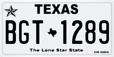TX license plate BGT1289