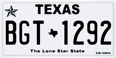 TX license plate BGT1292