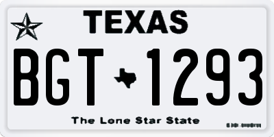 TX license plate BGT1293