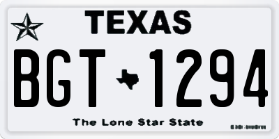 TX license plate BGT1294