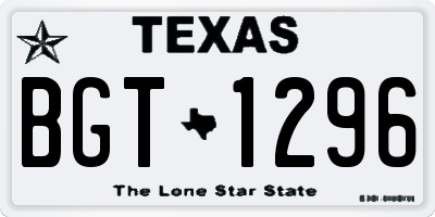 TX license plate BGT1296